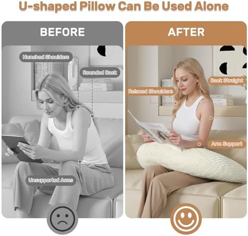 Reading Pillow for Bed, Backrest Pillow with Arms for Adult - Image 5
