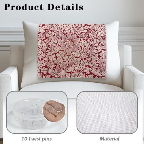 2 Pack Universal Small Recliner Cover - Easy to Install Polyester Protector, Wear Resistant & Non-Slip with Fixing Nails for Home/Office Use (26x16 Inch) Vintage Red Bird Floral Print - Image 4