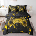 Erosebridal Gaming Comforter Sets for Boys, Video Games Bedding Set 7-Piece King Size | Modern Gamer Sheet Sets with Comforter Teens Gamepad Ombre Square Bed in A Bag, Yellow by Erosebridal