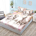 HOSIMA Floral Horse Queen Fitted Sheet,1 Fitted Sheet+2 Pillowcases. by HOSIMA