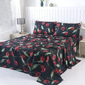 SDIII 4PCS Red Cherry Bed Sheets Set Full, Soft Microfiber Cherry Full Size Bed Sheets, Cute Fruit Patterns Sheet for Girls Boys Kids and Teens by SDIII