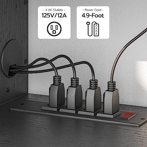 HOOBRO 55" Floating TV Stand with Power Outlets, Modern Wall Mounted Media Console Shelf with Doors, Entertainment Center for Under TV Storage, for Living Room, Bedroom, Greige and Black BG11UDS01 - Image 6