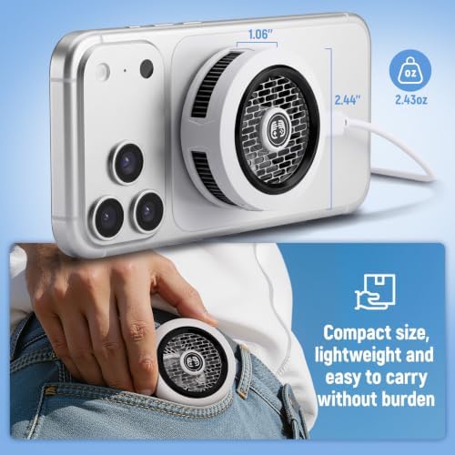 Phone Cooler for Gaming, Smart Temp Control, RGB LED Lights, White - Image 7