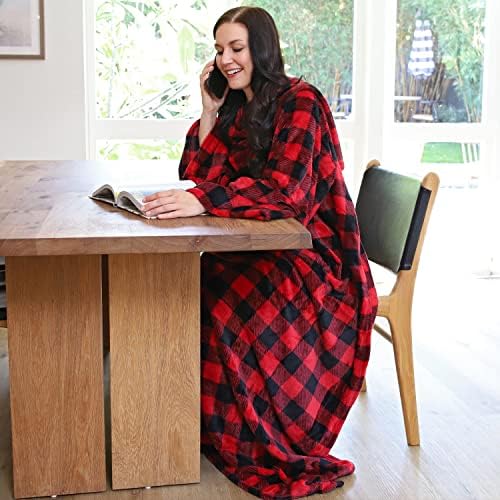 Catalonia Wearable Blanket with Sleeves for Women & Men, Fleece Wrap Throw - Image 3