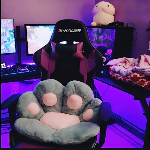 Ditucu Cat Paw Cushion Kawaii Chair Cushions 27.5 x 23.6 inch Cute Stuff Seat Pad Comfy Lazy Sofa Office Floor Pillow for Gaming Chairs Room Decor Grey - Image 4