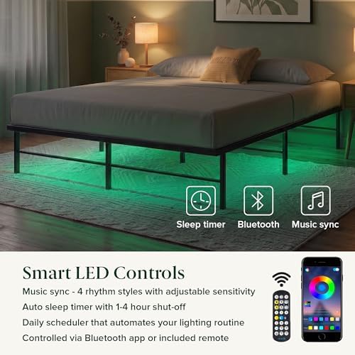 Zinus Rumi Heavy Duty Metal Platform Bed Frame, RGB LED Lights, Queen - Image 6