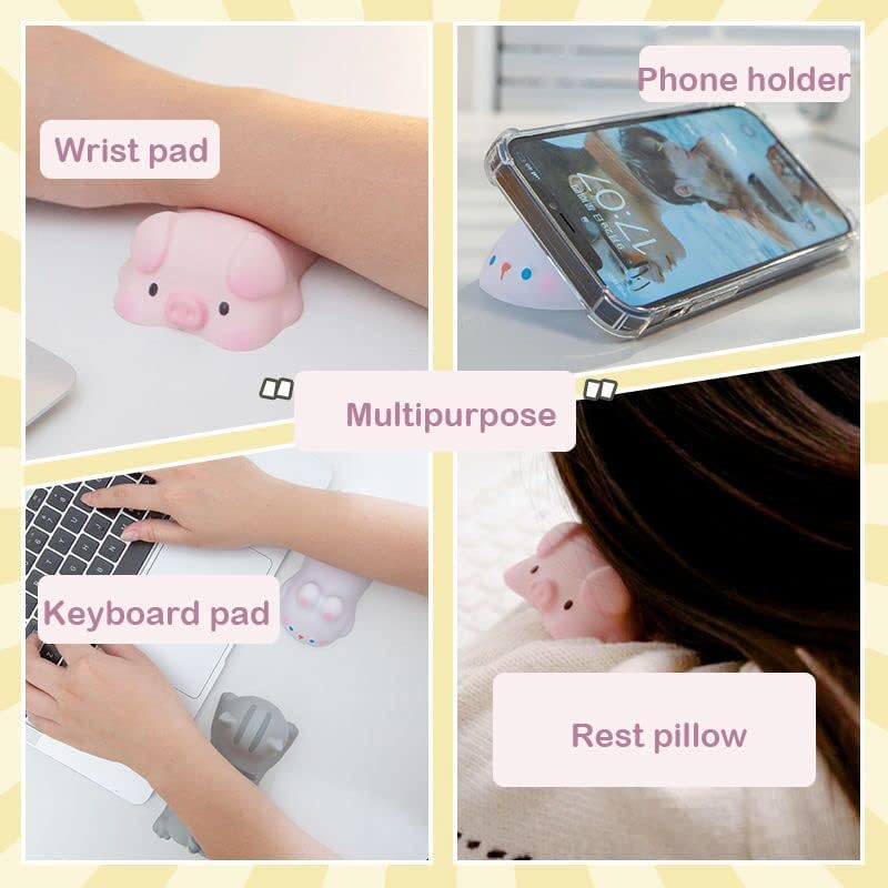 Cityhermit Cute Wrist Rest Support for Mouse Computer Arm Rest for Desk Ergonomic Kawaii Office Supplies Slow Rising PU Mouse Pad (Pink Pig) - Image 4