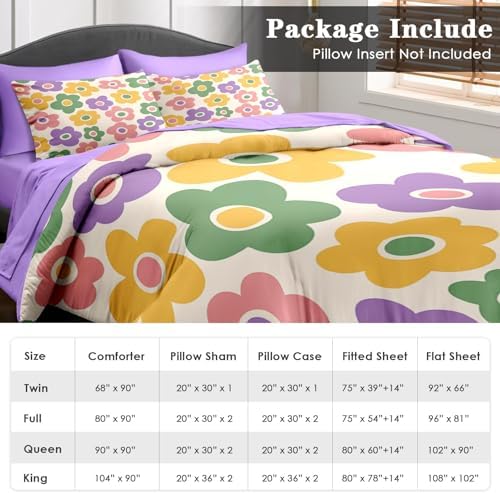 Pamnest Twin Comforter Set with Sheets, 5 Pieces Vintage Flower Bedding - Image 6