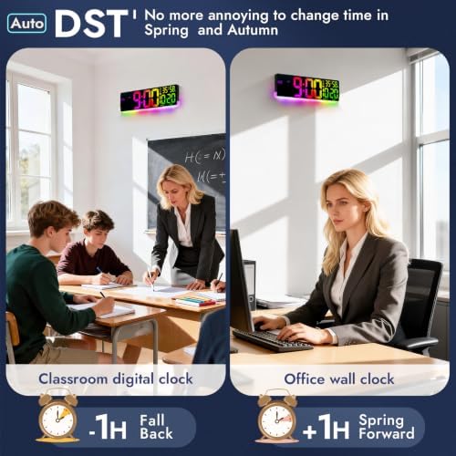 16.5" Large Digital Wall Clock for Classroom, Sync Screen RGB Backlight - Image 5