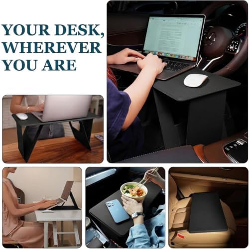 PRETYZOOM Foldable Lap Desk for Bed and Couch, Portable Laptop and Tablet Stand with 4 Adjustable Angles, Non-Slip PU Leather Bed Tray for Reading, Browsing, Streaming, Fits Laptops up to 17 Inches - Image 4