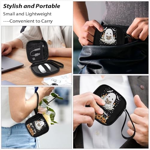 Halloween Ghost Pumpkin Portable Wireless Headphone Case, Earphone Storage Bag Carrying Case, Earbud Holder with Handle - Image 7
