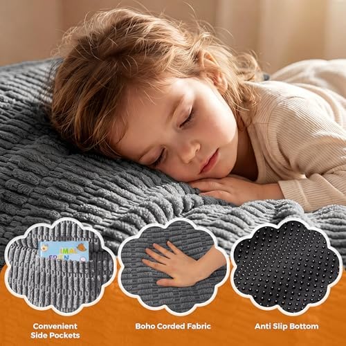 MAXYOYO Kids Bean Bag Chair, Comfy Bean Bag Sofa with Filler | Bean Bag Chair for Boys and Girls, Lazy Sofa with Pocket Floor Chair for Gaming, Reading, Dark Grey - Image 4
