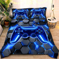 NTBED 3D Gaming Comforter Set for Boys Kids Teens,5pcs Gamer Bedding Sets with Sheet,Game Console Bed in a Bag (Blue, Full) by NTBED