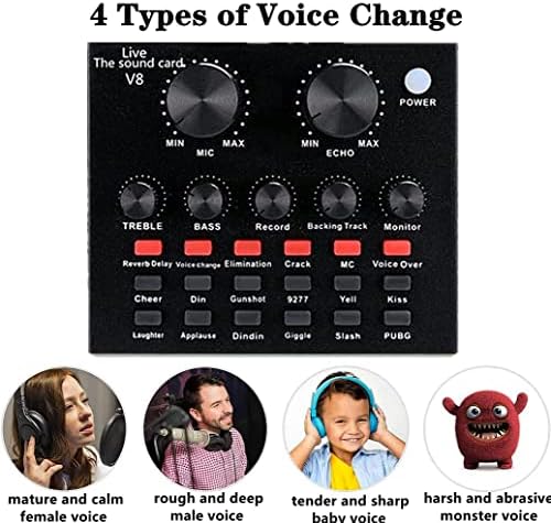 Podcast Equipment Bundle, BM-800 Recording Studio Package with Voice Changer, Live Sound Card - Audio Interface for Laptop Computer Vlog Living Broadcast Live Streaming YouTube TikTok (AM100-V8) - Image 4