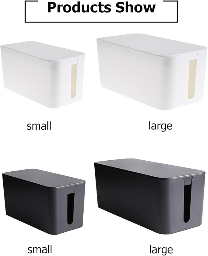 Cable Management Box,Power Cover Surge Protector for Desk Small White - Image 3