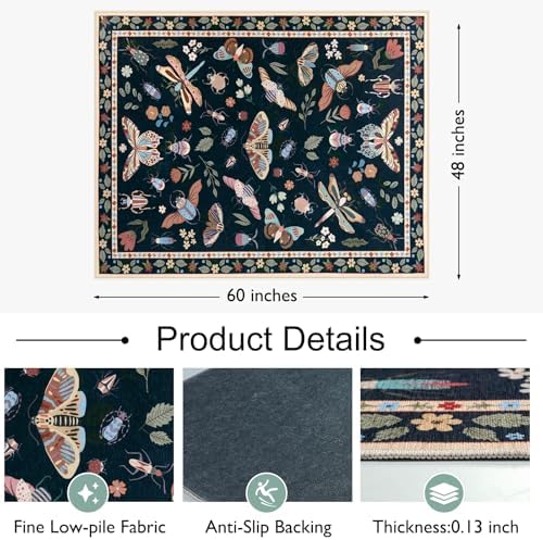 Anidaroel 48"x60" Office Chair Mat for Hardwood Floor/Tile, Black Anti-Slip Computer Chair Mat, Insect Print Office Rugs for Rolling Chairs, Low Pile Desk Floor Mat for Hardwood Floors - Image 4