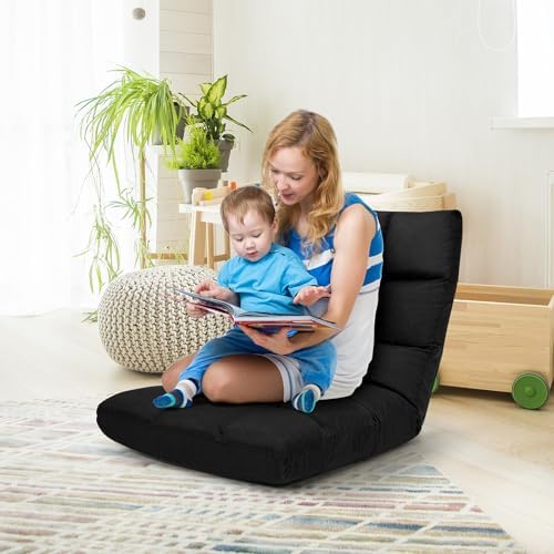 ERGOMASTER Video Gaming Floor Chair with Adjustable 14-Position Memory Foam, Folding Floor Sofa Chair Lounger Folding Sleeper Bed Couch Recliner, Lazy Lounger for TV, Reading, Relaxing Black - Image 7