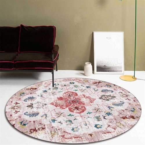 Office Chair Mat for Hardwood Floor, Vintage Computer Gaming Rolling Low Pile Carpet Floor Chair Mat, Anti-Slip Backing Round Desk Rug Floor Mat for Home - Image 2