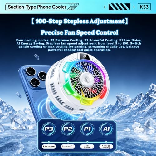 Phone Cooler for Gaming, Cell iPhone Cooling Fan Hot Weather, Portable RGB Mobile Enfriador para Celular Case, Ventilador para Telefono ipad Keep Phone Cool, for iPhone/Android Series Phone - Image 2