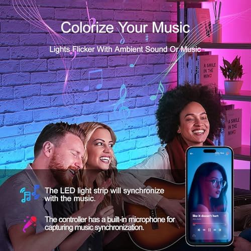 HBOWMDJIA 150 FT LED Strip Lights for Bedroom (2 Rolls 75 FT) with Remote and Application Controlled Smart LED Lights, Music Synchronized RGB Color Changing Light, Suitable for Room Party Decoration - Image 3