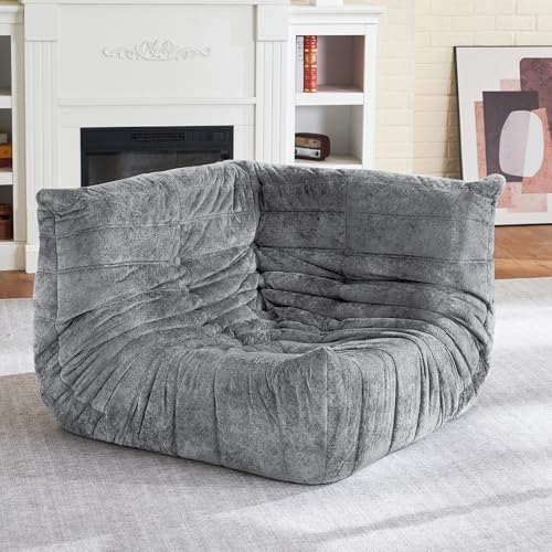HABUTWAY Giant Bean Bag Chairs Lazy Sofa for Adults,Corner,Light Grey | Memory Foam Bean Bag Chairs,Fireside Corner Chair,Lazy Floor Corner Sofa for Living Room, Bedroom, Dorm, Office by HABUTWAYMakeYourLifeComfortable