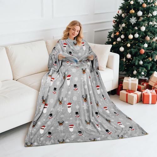 Catalonia Wearable Blanket with Sleeves for Women & Men, Fleece Wrap Throw - Image 2