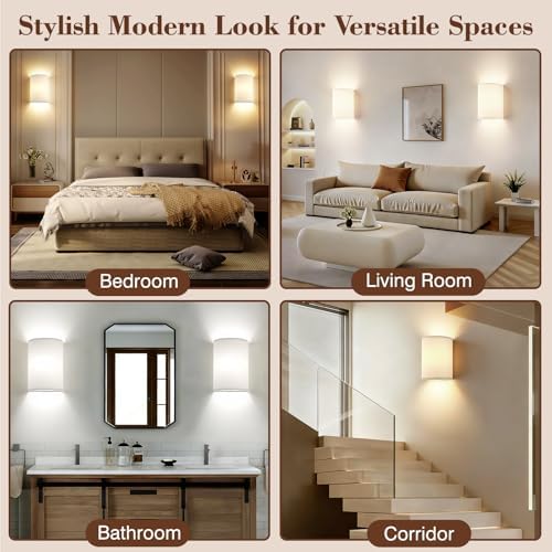 Battery Operated Wall Sconce Set of Two: 10000mAh Wireless Wall Light with Rechargeable Magnetic Bulb - Dimmable Wall Lamp with 7 RGB Colors - Linen Shade Sconces with Remote for Bedroom Living Room - Image 5