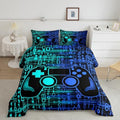 Feelyou Kids Boys Blue and Green Gamer Comforter Set Full Size, Geometric Teens Gaming Bedding Set for Game Comforter Game Room Duvet Set Gamepad Microfiber Bed Set Room Decor Set Bedding Collection by Feelyou