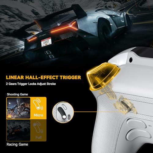 ManbaOne Interactive Screen Wireless Gaming Controller for PC/Switch/Switch 2/iOS/Android,Hall Effect Stick & Trigger,RGB Lighting,Remappable Buttons,1800mAh with Charging Dock (White) - Image 4