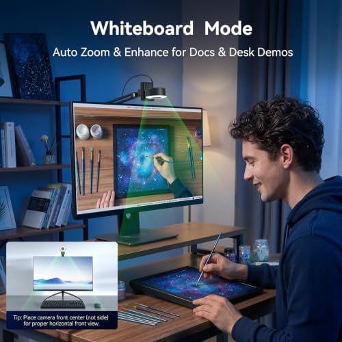 EMEET S600L 4K Webcam with Adjustable Desktop Overhead Stand, 4 Lighting Modes, Rainbow Effect, 1/2" Sensor, 0.2S PDAF, 2 Mics, Dial Control, 4K Webcam with Tripod for OBS/Twitch/YouTube/Zoom/PC/Mac - Image 4