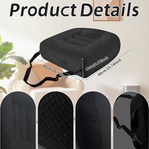 Car Booster Bandage Seat Cushion for Short Adults Thick Breathable Mesh Height Adjustable for Driving, Office & Home Use Universal Fit for Cars, Trucks & Wheelchairs 15.7"x15.7"x4.7"-Black - Image 7