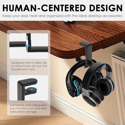 2Pack Dual Headphone Hanger for Desk, 2 in 1 PC Gaming Headset Hooks Holder - Image 4