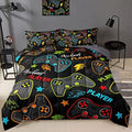 BDUCOK 6 Pieces Gamer Comforter Set for Boys Gaming Bedding Set Queen Size,Video Game Controller Comforter for Boys Kids Adult 3D Gamepad Microfiber Bedding Sets 6 Pieces Bed in A Bag Sets3011,Queen by BDUCOK