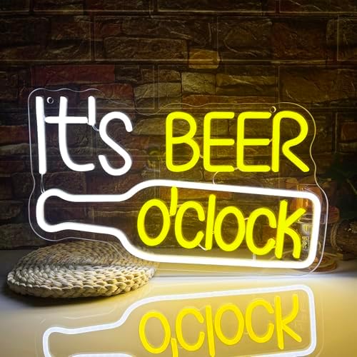 Mutank It'S Beer O'Clock Neon Sign, Beer Neon Light USB Powered LED Dimmable, for Bar Game Room Nightclub Restaurant Beer Sign Men'S Cave Garage Court Decor(15.7 * 9.8 In) by Unknown