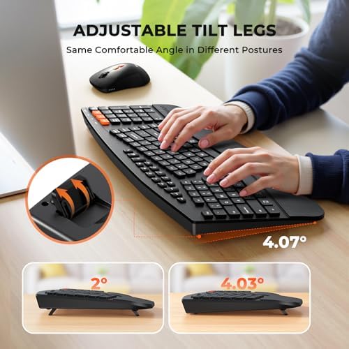 MEETION Ergonomic Split Keyboard and Mouse Combo, Bluetooth Wireless - Image 5
