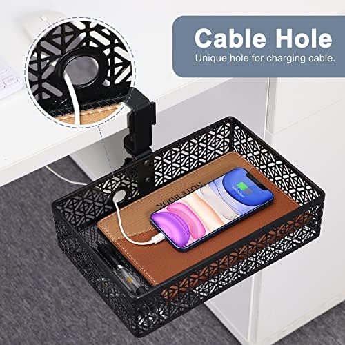 Under Desk Drawer, Clamp on Desk Organizer Cup Holder Hanging Desk Storage - Image 4