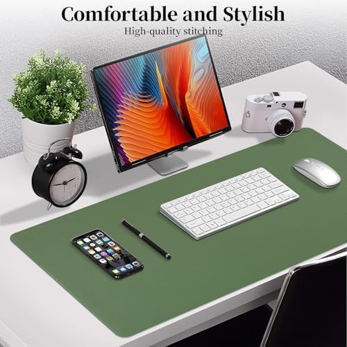 Green Leather Desk Pad Large Mouse Pad, 31.5"x15.7" - Image 4