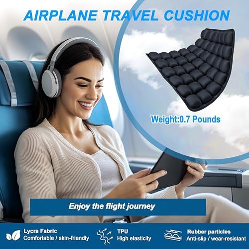 Sondor Travel Cushion,Portable & Adjustable Airplane seat Cushion for Long Flights,Inflatable Cushion for Wheelchair, Travel,Driving - Image 2