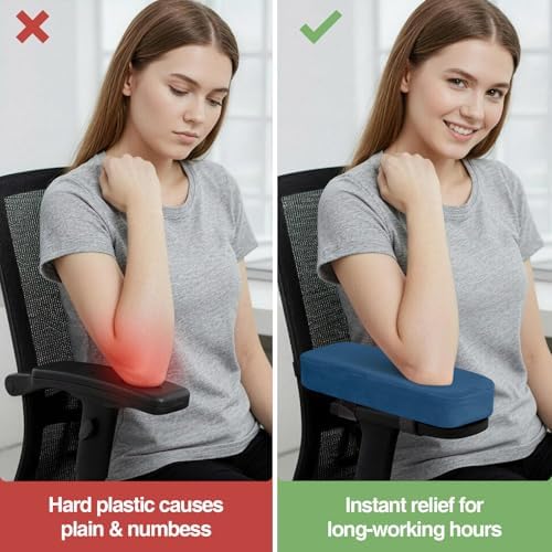Smiry Memory Foam Office Chair Armrest Pads, Non-Slip Armrest Cushion | Ergonomic Arm Rest Pads with Adjustable Buckles and Straps, Elbow Relief for Desk, Gaming & Wheelchair, Ocean, Set of 2 - Image 5