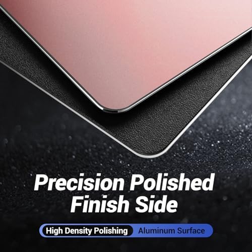HONKID Metal Aluminum Mouse Pad Pink, Office and Gaming Thin Hard Mouse Mat Double Sided Waterproof Fast and Accurate Control Mousepad for Laptop, Computer and PC,9.06"x7.08",Rose Gold - Image 3