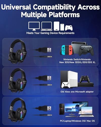 AOC Wired Gaming Headset, Headphones for Xbox Series PS5 PC Switch, Black - Image 6
