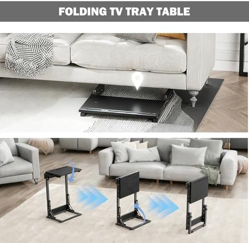 Folding TV Tray Table, Adjustable Height TV Trays for Eating on Couch - Image 5