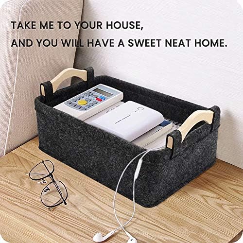 Small Basket Gray Storage Baskets for Shelves Fabric Storage Bins for Living Room Kitchen Playroom Bathroom Toilet Dorm Narrow Storage Basket Organizer Decorative Basket - Image 2