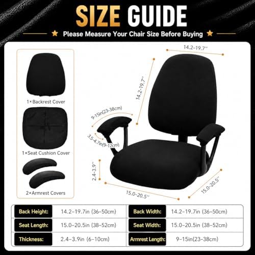 Stretchable Separate Office Chair Seat Covers - Universal Stretch Computer Chair Slipcover Rotating Backrest Coverings & Cushion Protectors & Armrest Covers for Dogs, Cats, Pets, Pink - Image 6