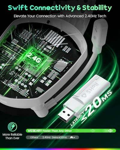 WESEARY Wireless Gaming Headset with Mic for Ps5, Ps4, PC| 3D Spatial Audio - Image 4