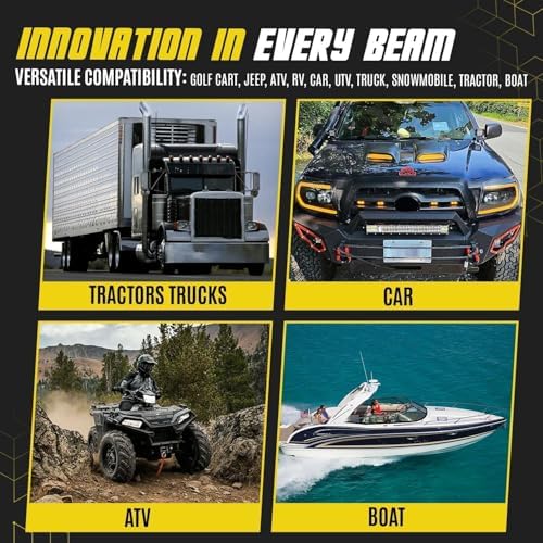 LED Light Bar Kit for Truck, 2 Pcs 20 Inch Slim Light Bars, 4 Pcs 4 Inch LED Pods, 2 Wiring Harness, 12V 24V Off-Road Driving Work Fog Lights for SUV ATV Tractor Pickup Golf Cart - Image 6