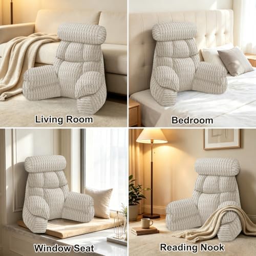FXXUDVNIIN Back Pillow for Bed Sitting up – with 9.4" Armrest - Image 5