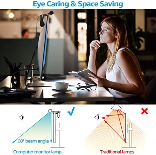 TORCHSTAR LED Computer Monitor Lamp, Auto-Dimming, CRI 97 Eye-Caring Adjustment LED Screen Light Bar, E-Reading USB Powered Monitor Light for Gaming Desk Office, Touch Control, Black - Image 4