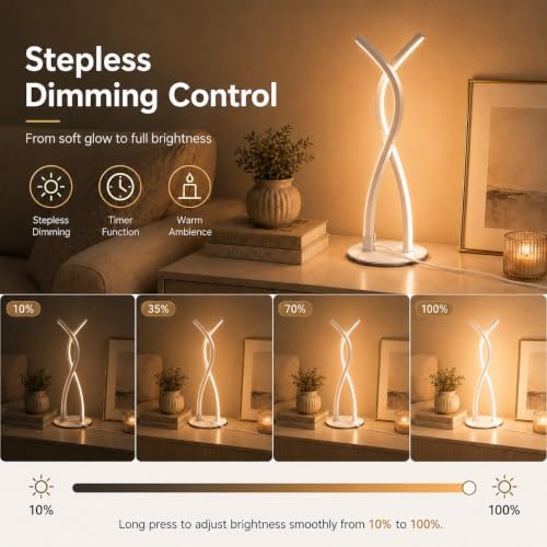 MORIACC Modern LED Table Lamp, App & Remote Control Bedside Lamp, 5 Color Temperatures 3500K-6500K, Dimmable 10%-100% Brightness, USB Powered Desk Light for Bedroom, Office and Living Room Decor - Image 4