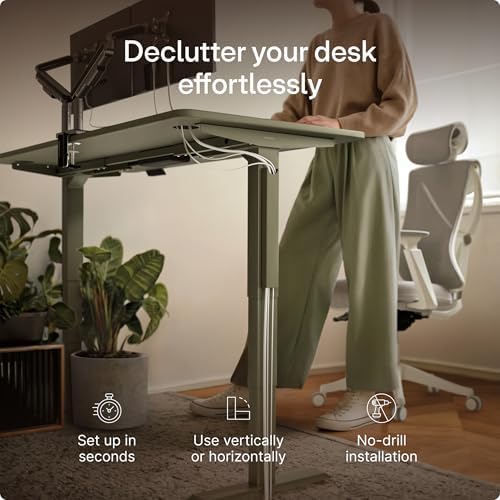 Desktronic Magnetic Cable Management Tray — No Drill Under Desk Cord Organizer, Holds 10 Cables, Reinforced Steel Cable Holder for Home Office, Gaming Setup & Sit-Stand Desks - Image 2